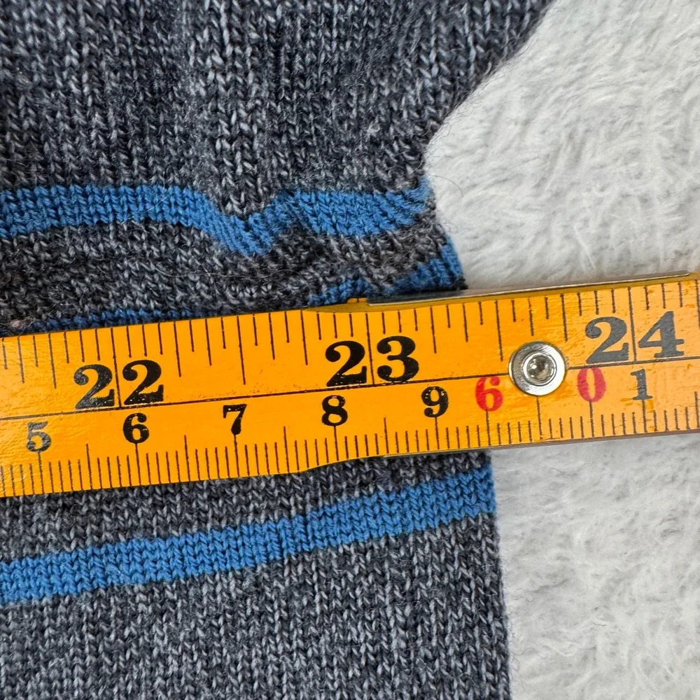 Banana Republic V-Neck Sweater Men XL Tall Gray Blue Striped Merino Wool Baruffa